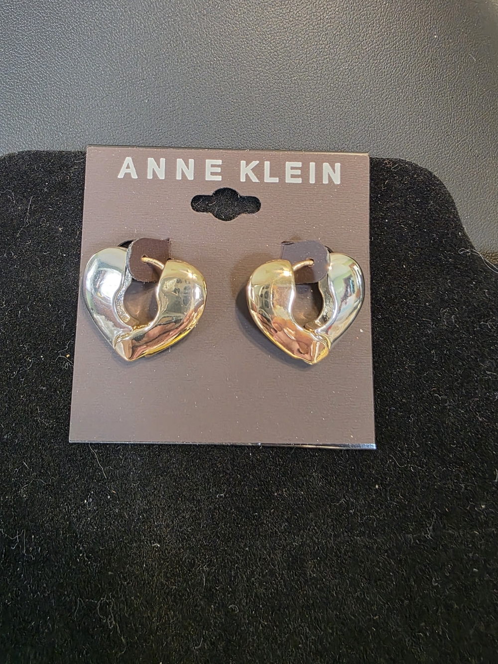 #298 Anne Klein Shiny Gold Heart Stud Earrings